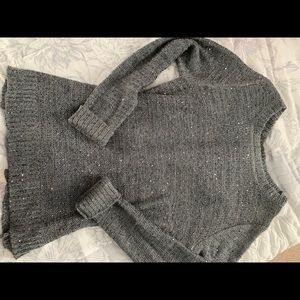 Sequenced gray and silver sweater lace up back